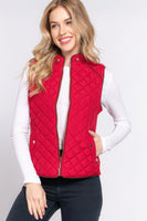 Suede Piping Quilted Padding Vest