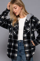 Plaid Print Hoodie Fleece Jacket