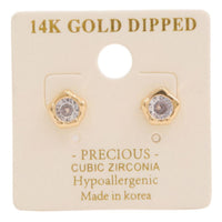 14k Gold Dipped Cz Stone Stud Earring