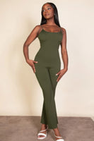 Ribbed sleeveless wide leg jumpsuit